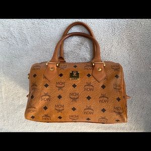 AUTHENTIC VINTAGE COGNAC MCM BOSTON25 HANDBAG